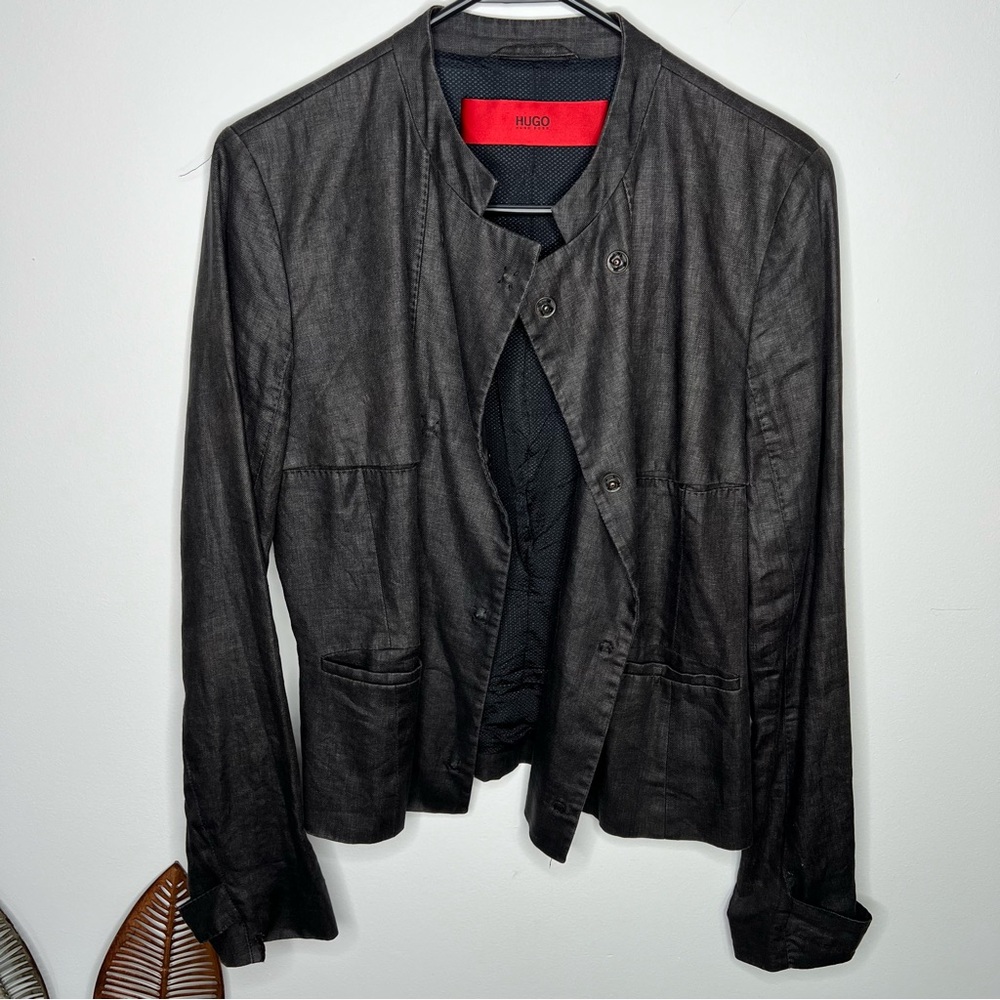 HUGO Hugo Boss Linen‎ Womens Blazer Jacket B2